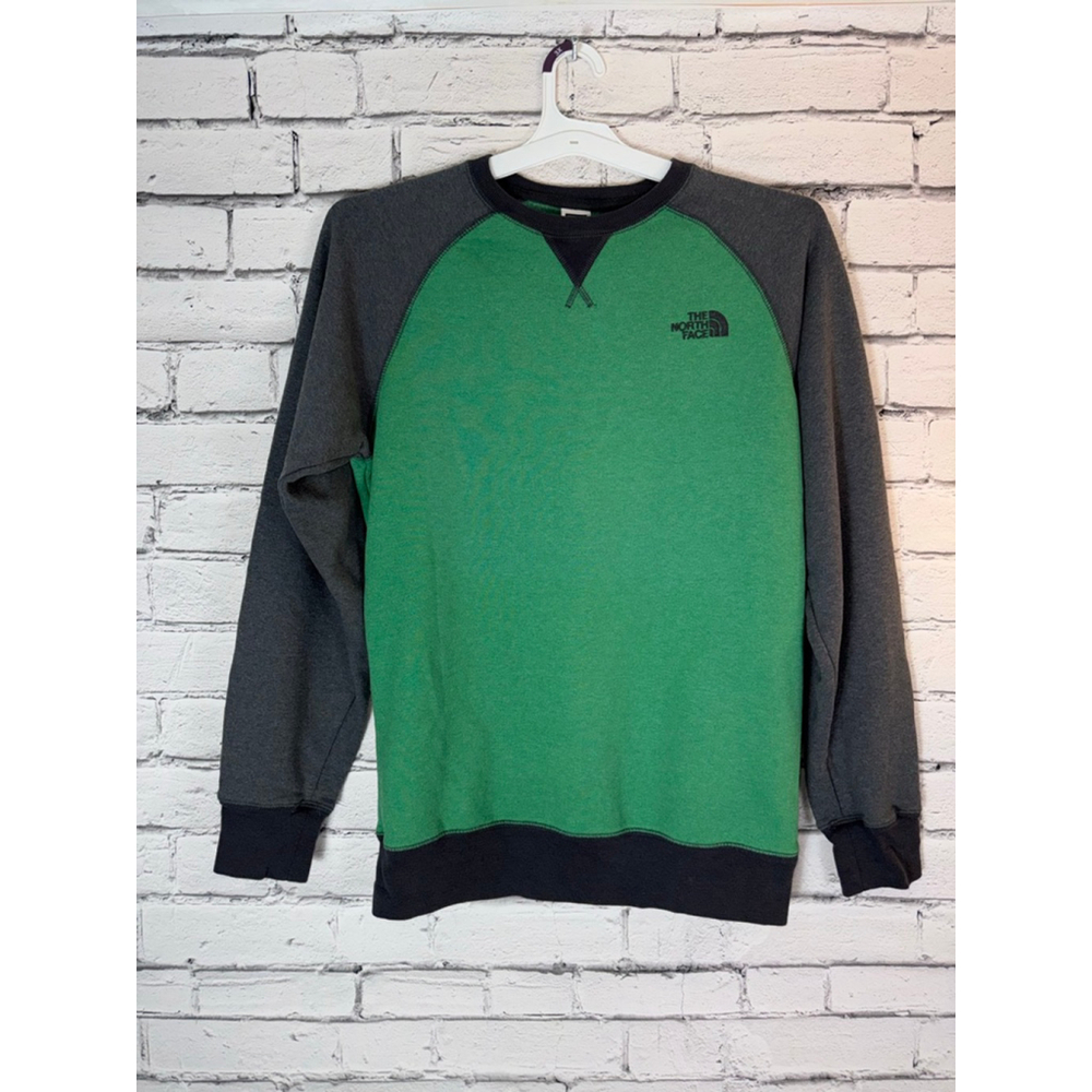 Men's The North Face Raglan Sweatshirt Size Small Green Gray Crewneck Pullover